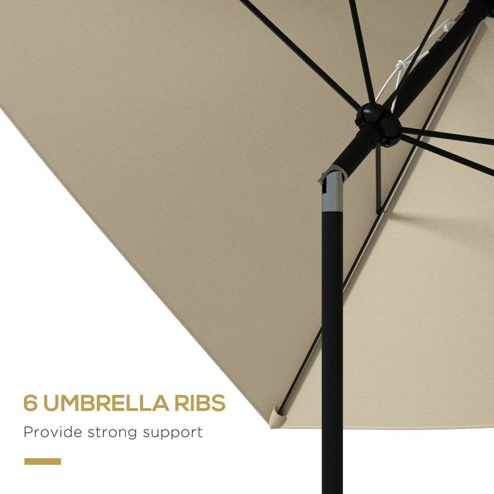 Outsunny 2x3m Garden Parasol Rectangular Umbrella | Crank, UV Resistant, White