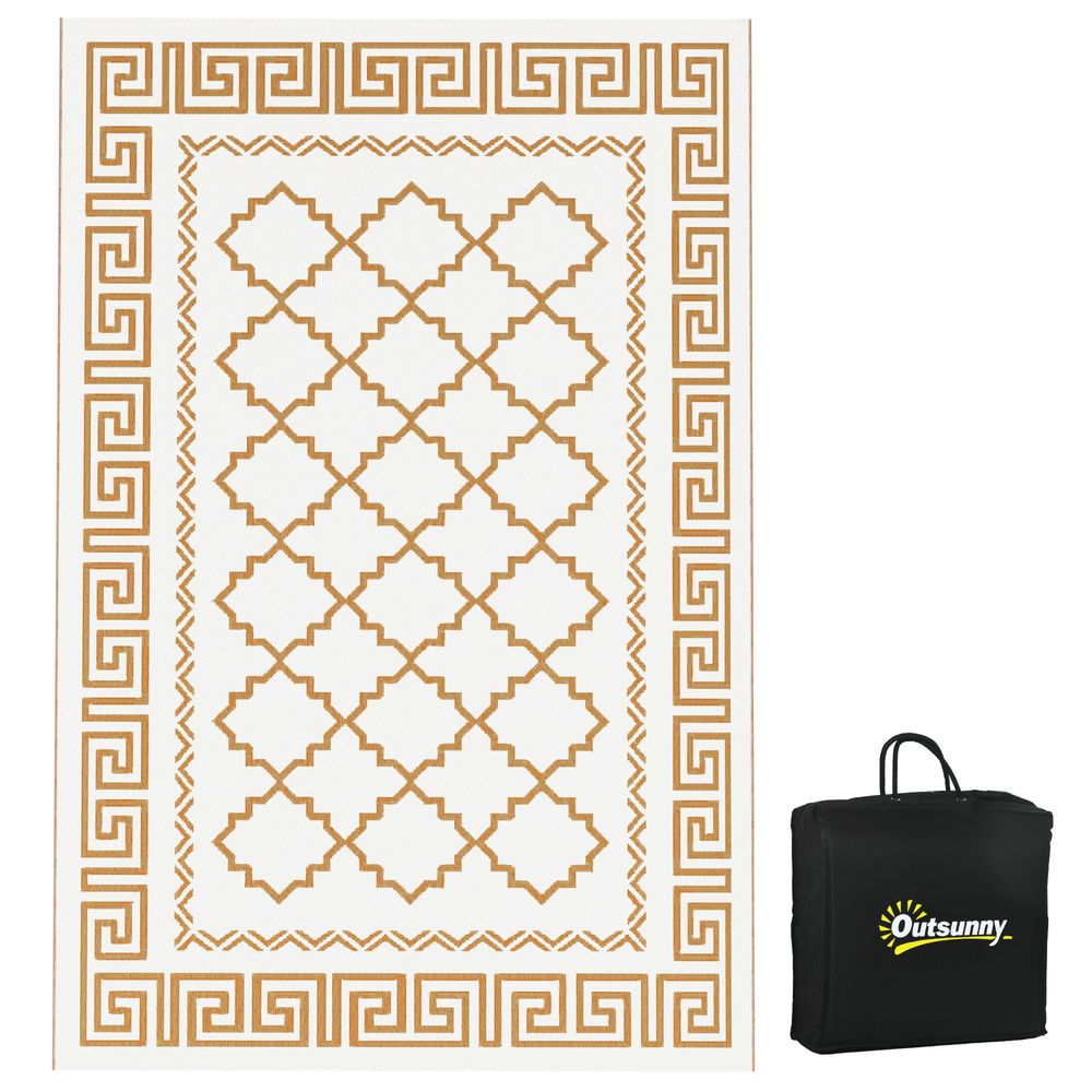 Outsunny Waterproof Outdoor Rug w/ Carry Bag: 182 x 274cm, Brown - Tear-resistant, Reversible
