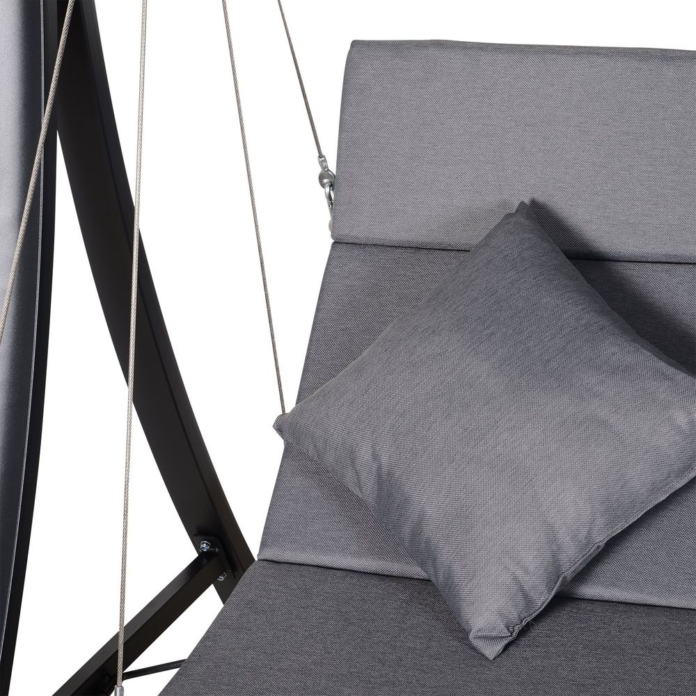 Outsunny Steel Pipe Garden Swing Chair | 3-Seater | Grey | Weather-resistant | Adjustable Canopy | 270kg Capacity