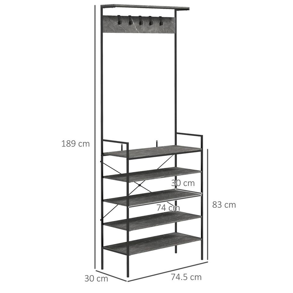 HOMCOM Industrial Baker's Rack Multi-tier Microwave Stand with 5 Hooks