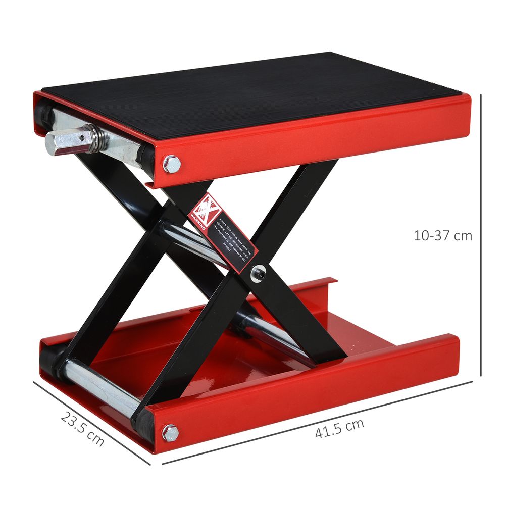 DURHAND 500KG Steel Motorbike Repair Lift Jack Siccor Hoist Stand Rubber Anti-Slip Top Bike Garage Home Red Black
