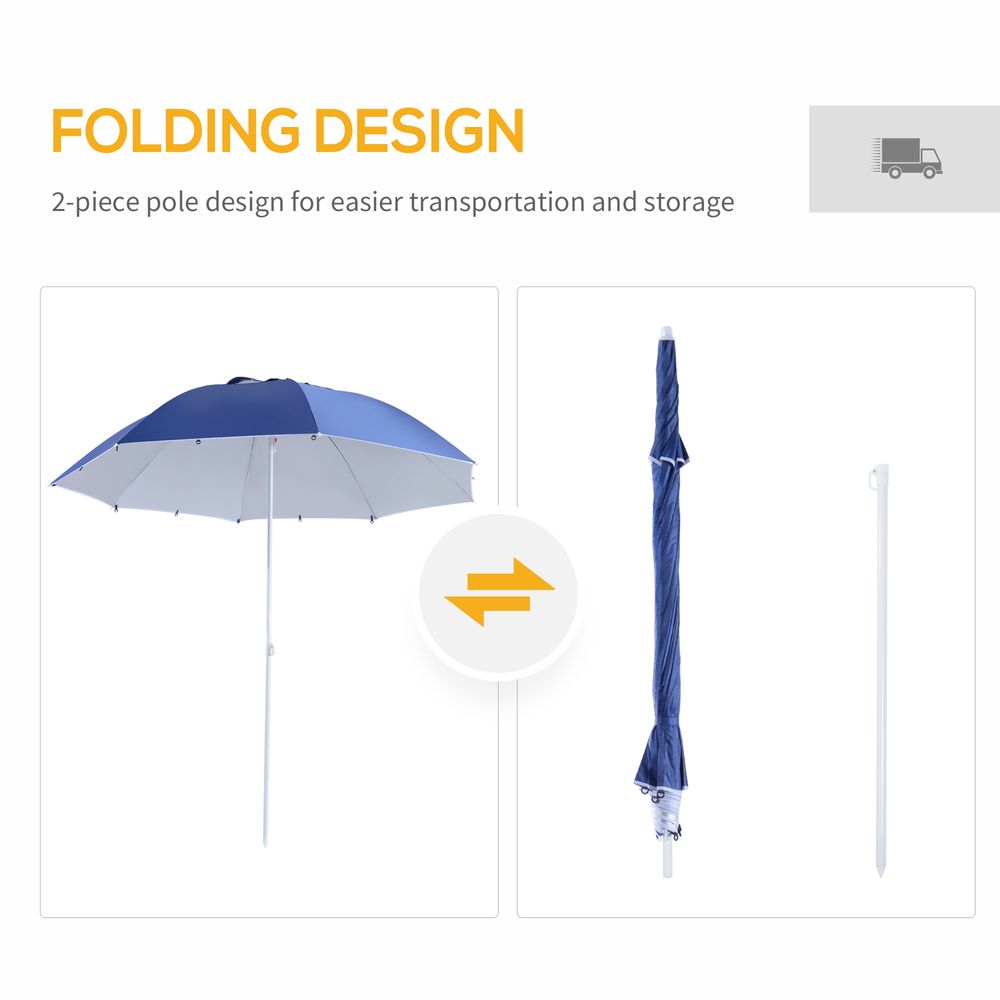 Premium UV Protection Beach Umbrella: 2-in-1 Sun Shelter; Steel Blue; High Quality Guaranteed!