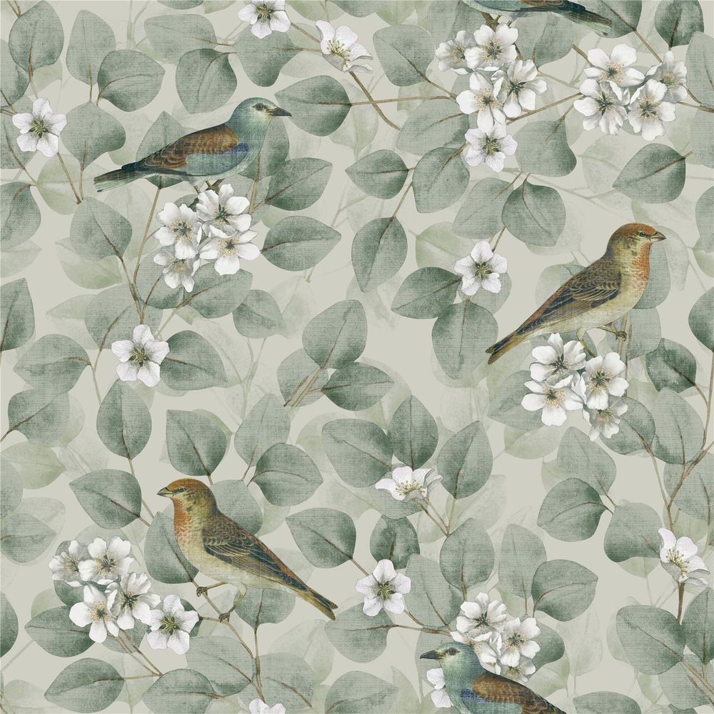 Blooming Beauty: Birds & Blossoms Green sw12 - Premium Quality Guaranteed
