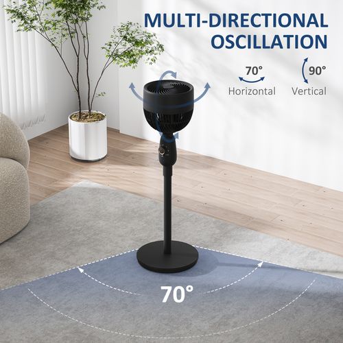 HOMCOM Pedestal Fan for Bedroom, Powerful Air Circulator with 3 Speed, Black