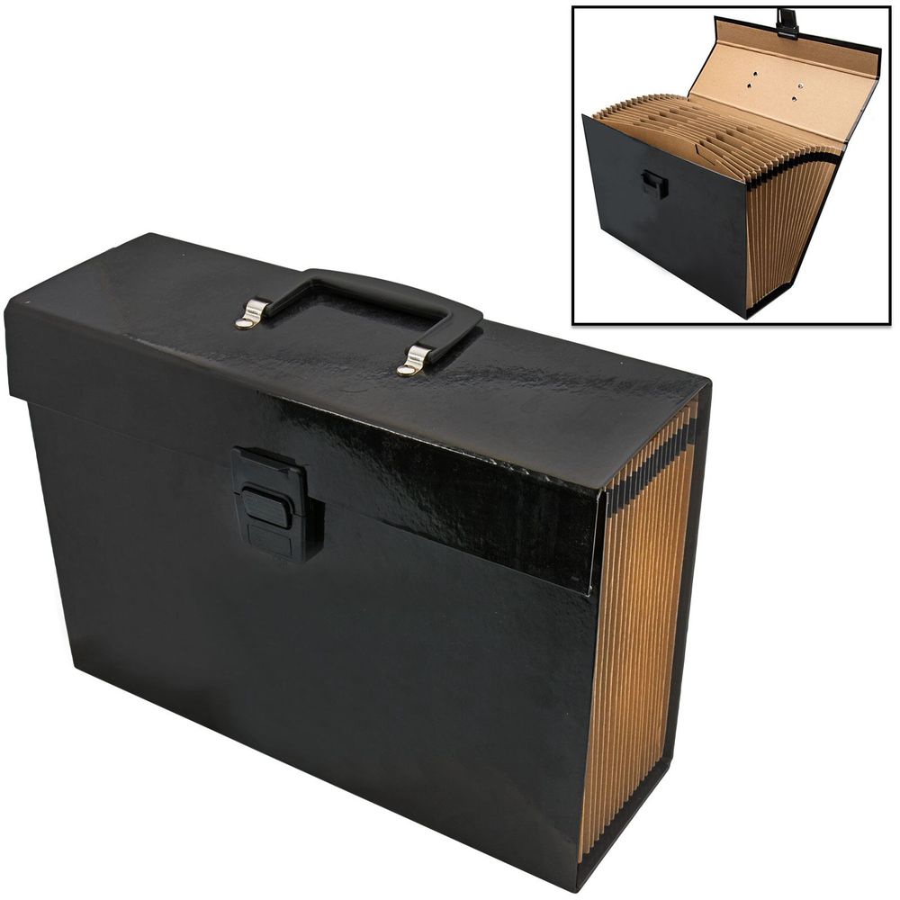 ATTA Black Expanding File 19 Pockets Carry Case