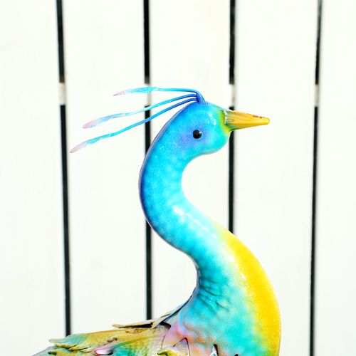 Outsunny Peacock Garden Statue, Metal Garden Gift with Stakes, Multi-Colour
