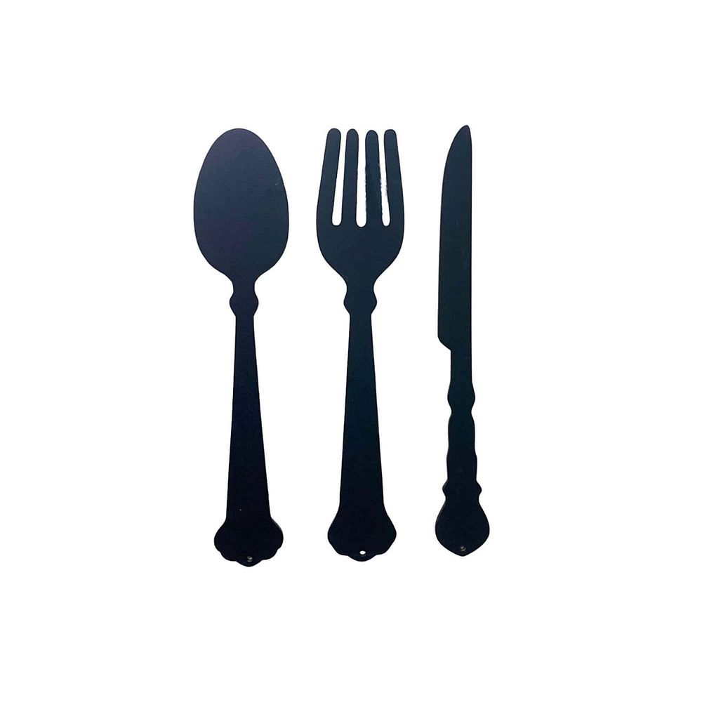 Modern Black Cutlery Wall Decor 39cm - Unique & Stylish Home Decoration