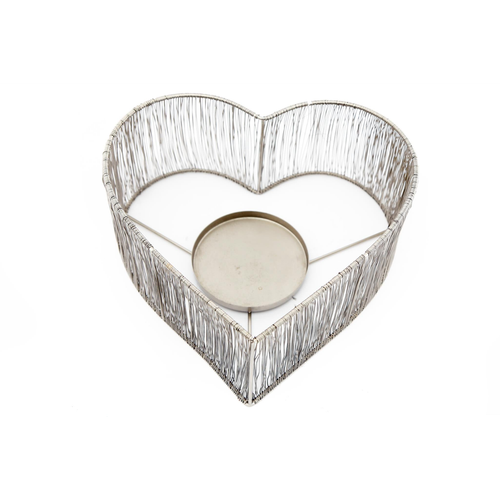 Silver Heart Candle Holder