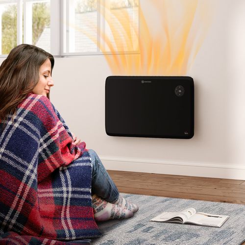 HOMCOM Electric Convector Heater, Quiet Space Heater w/ LED Display, Black