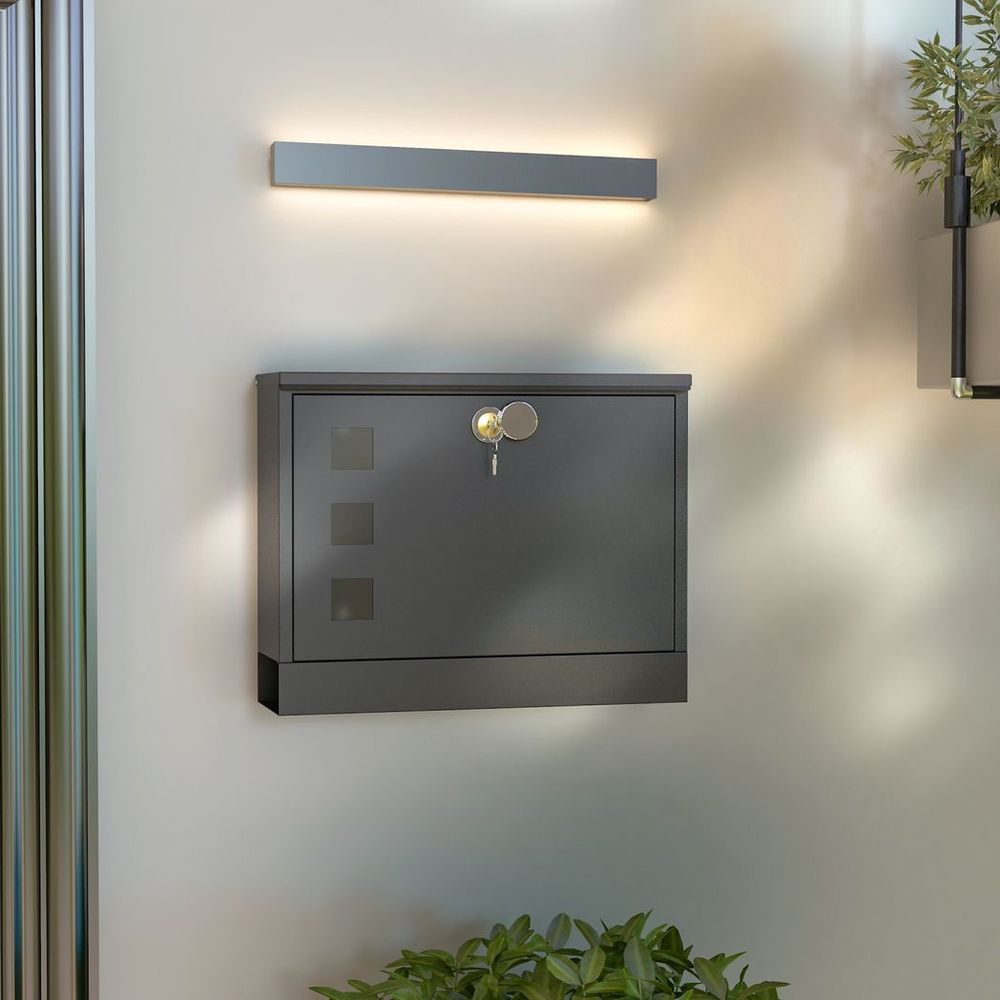 HOMCOM Wall Mounted Letterbox Mailbox - Windows & Keys - Easy Install - Max Security