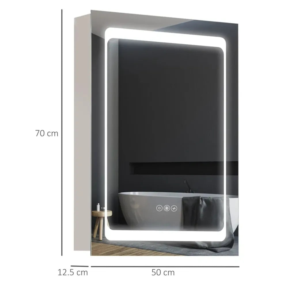 Bathroom LED Lighted Mirror Cabinet Wall-mount with Storage Shelves Touch Switch