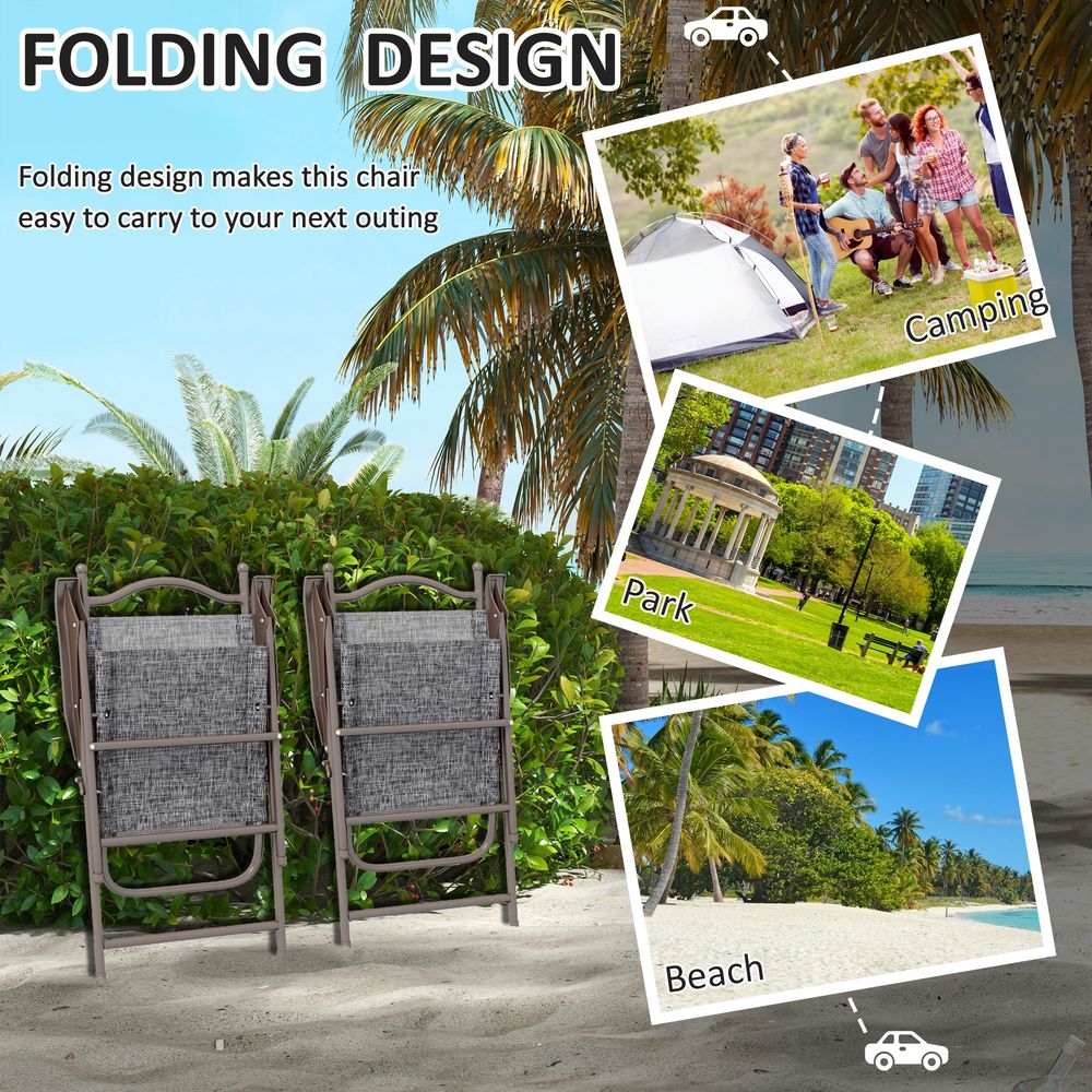 Premium Outsunny Folding Chairs - Portable, Armrests, Mesh Fabric Seat - Ideal for Outdoor Events