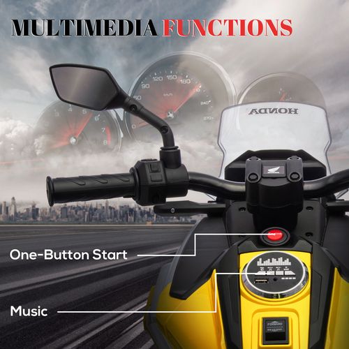 AIYAPLAY Honda Licensed 12V Kids Electric Motorbike w/ Music Headlights