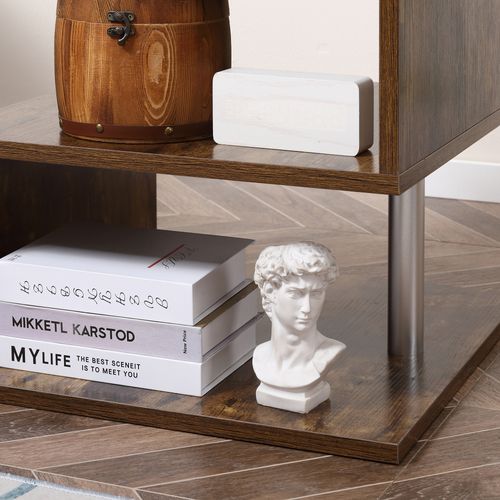 HOMCOM Coffee End Table Side TV Sofa Stand Living Room Office Furniture Brown