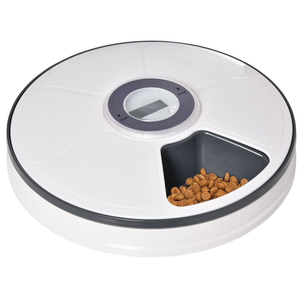 PawHut Automatic Pet Dog Cat Feeder w/Digital Timer Six-Meal Food Dispenser