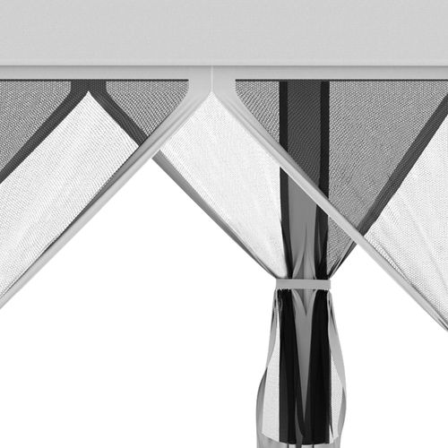 3.2m Pop Up Gazebo Hexagonal Canopy Mesh Sidewalls, Bag, Light Grey