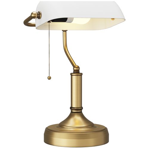 HOMCOM Banker's Table Lamp w/ Antique Bronze Tone Base