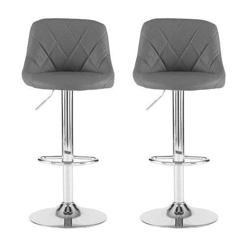 Neo Set of Two Dark Grey Leather Bar Stools