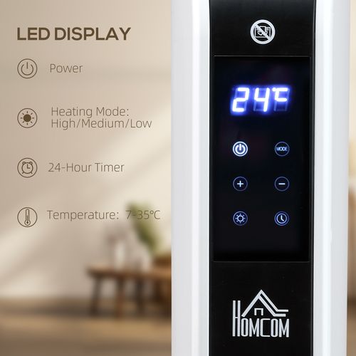 HOMCOM Portable Convector Heater with 24H Timer Adjustable Temperature White