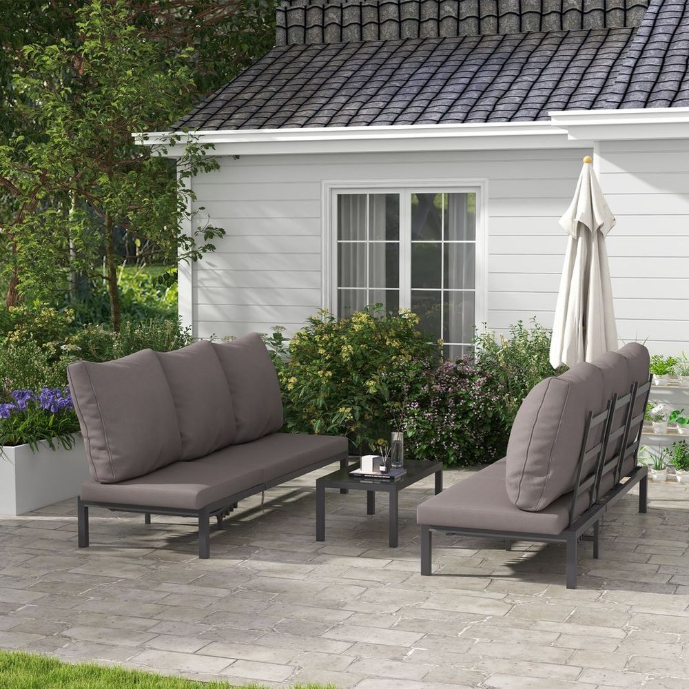Luxury Outdoor Rattan Lounge Set, 2 Recliners+Table, Grey