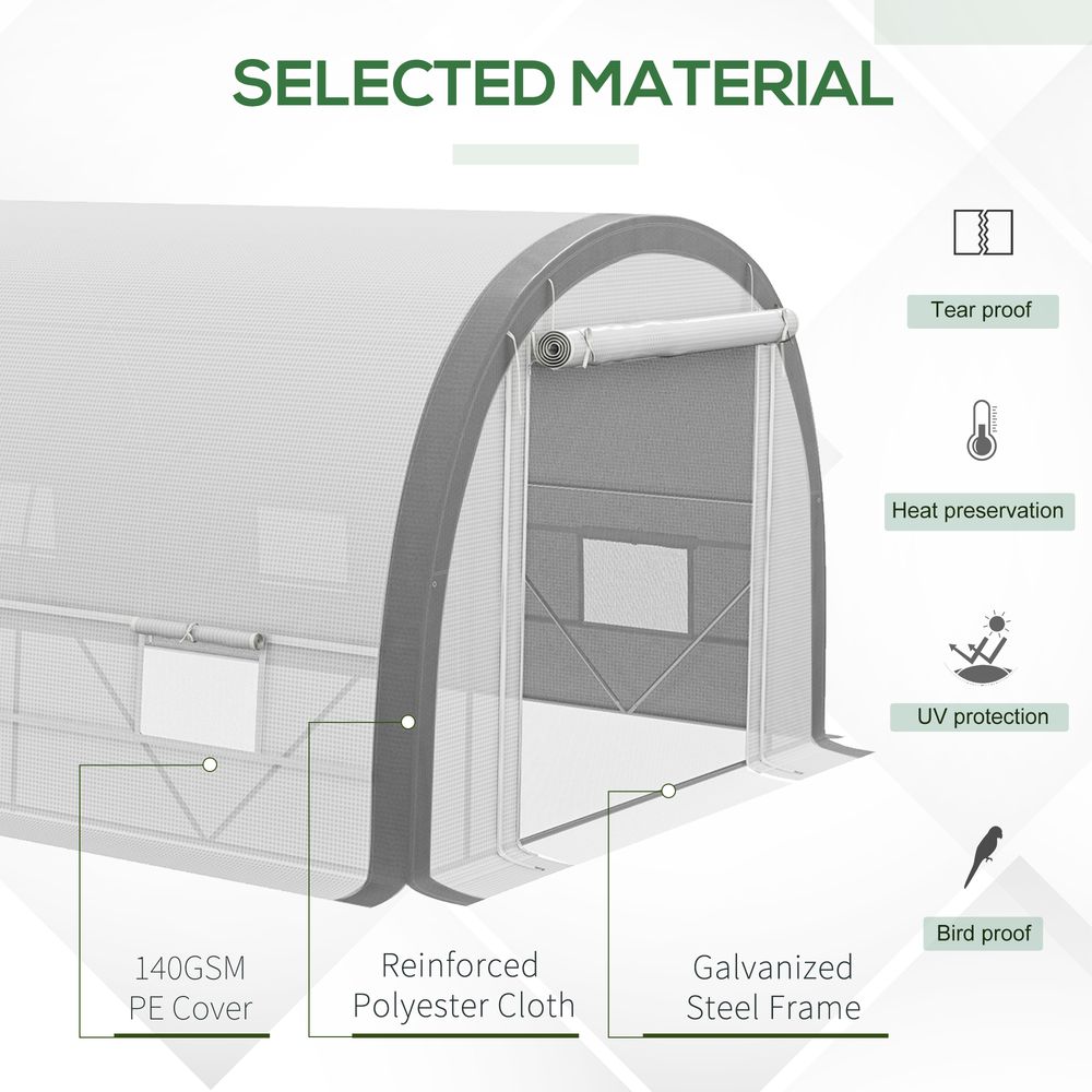 Premium 6x3m Upgraded Polytunnel Greenhouse w/ Mesh Door & Windows, 15 Plant Labels