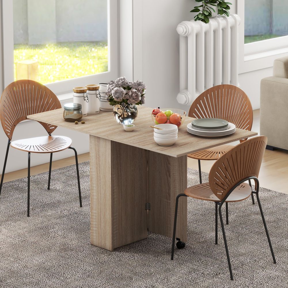 Expandable Dining Table w/ Shelves & Wheels - Versatile & Convenient Furniture Solution