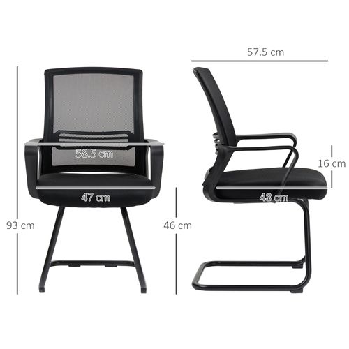 HOMCOM Meeting Office Chair, Mesh Reception Chair with Sled Base, Black