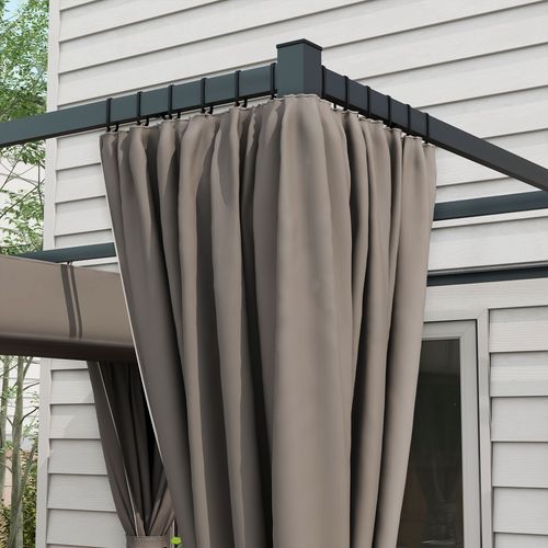 Outsunny 3 x 3(m) Pergola with Retractable Roof and Curtains, Light Grey