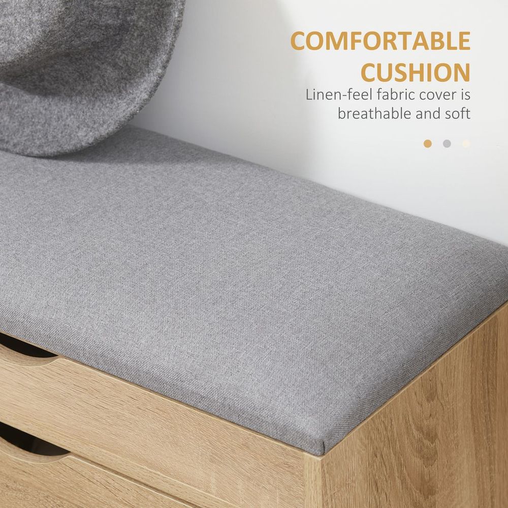 HOMCOM Entryway Shoe Bench & Storage Cabinet - Natural