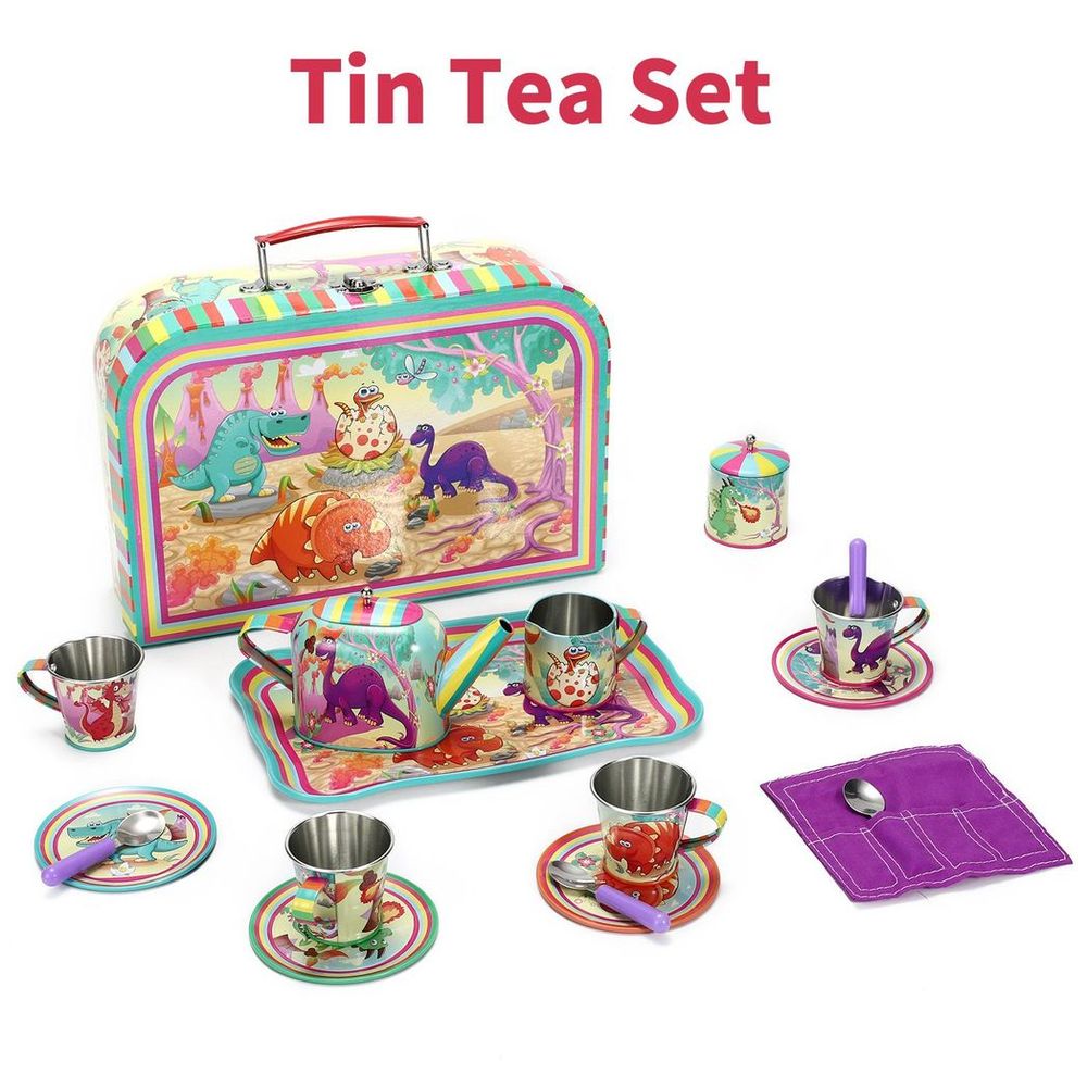Soka 18pc Dinosaur Tin Tea Set