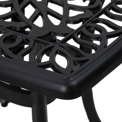 Outsunny Cast Aluminium Bistro Table with Umbrella Hole for Poolside, Black