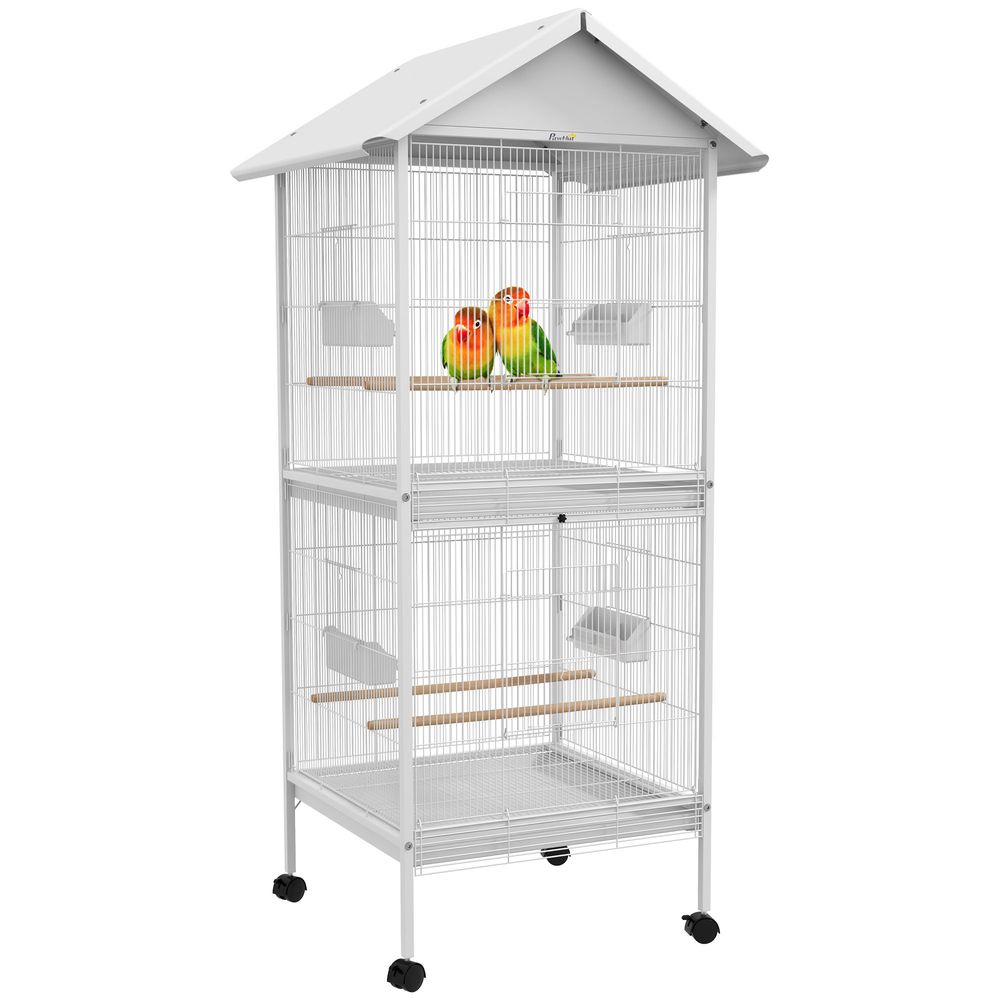 PawHut Bird Cage Feeder for Small and Medium Birds - White