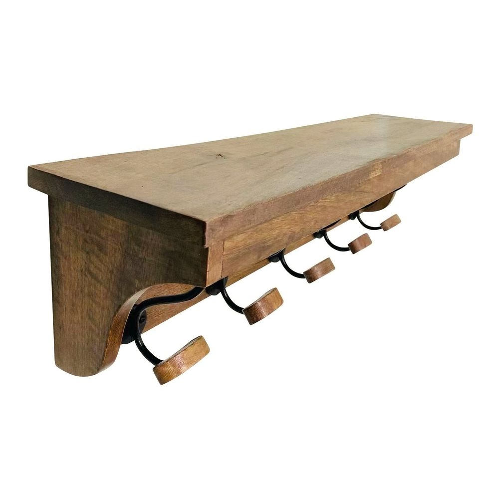Premium 5-Hook Solid Mango Wood Coat Rack - 71cm