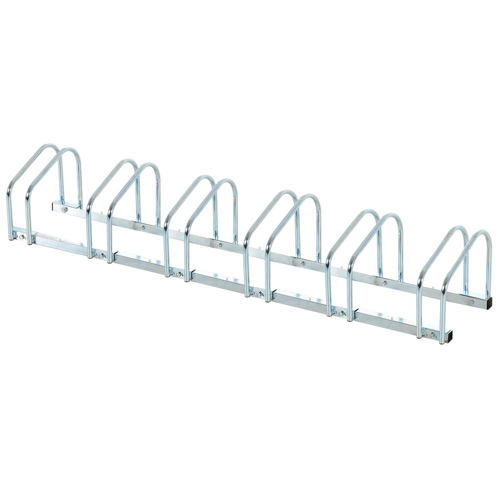 HOMCOM Bike Stand Parking Rack Floor or Wall Mount Bicycle Cycle Storage Locking Stand (6 Racks, Silver)