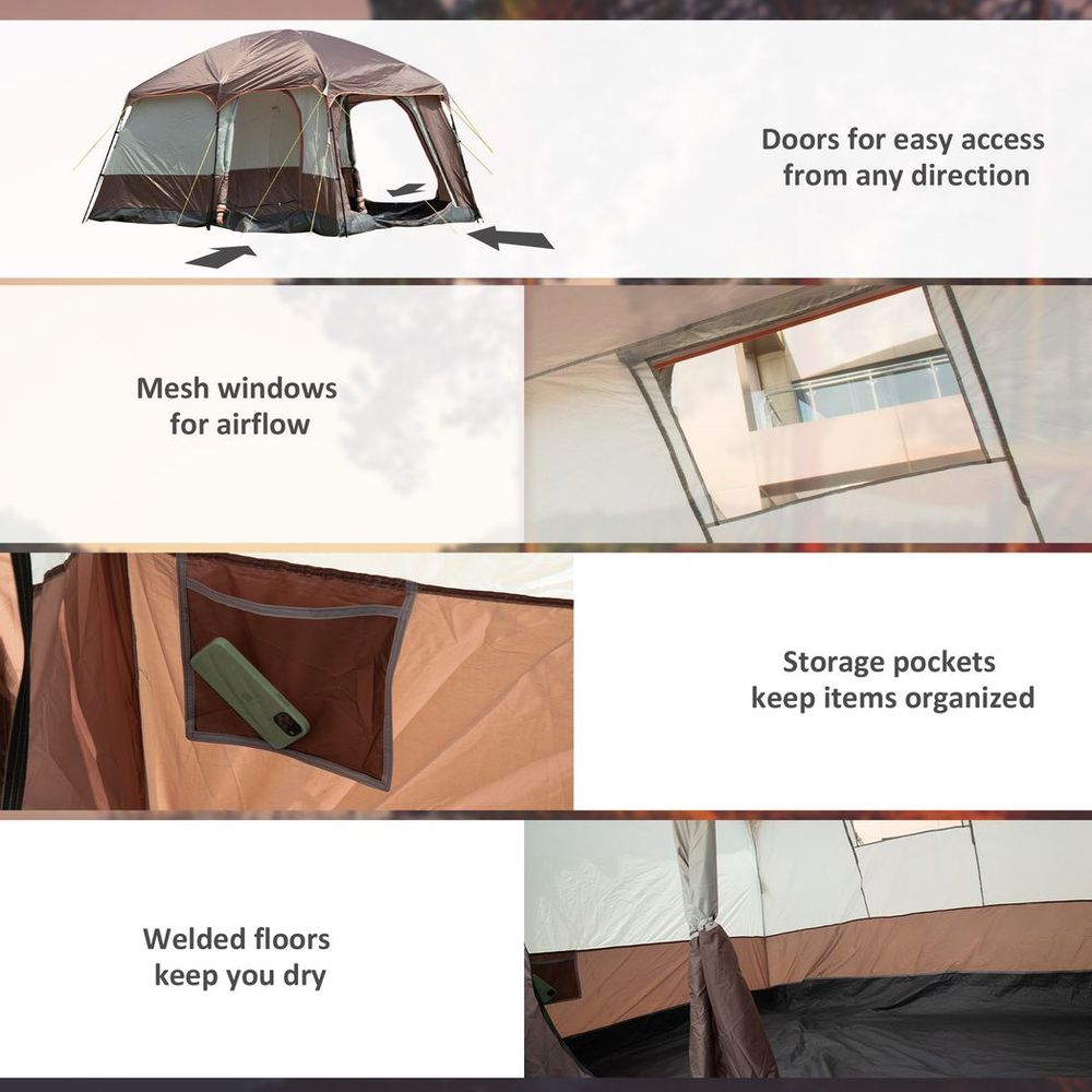 Outsunny 3-4 Man Two Room Camping Tent: Vestibule, Portable Carry Bag