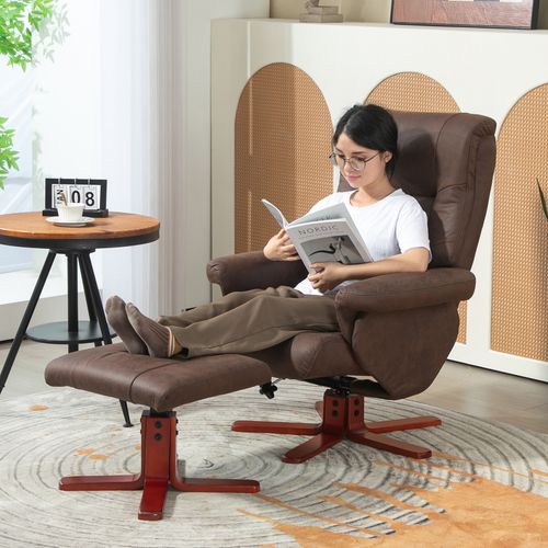 HOMCOM Recliner Chair with Footstool, Backrest Adjustable, Armchair