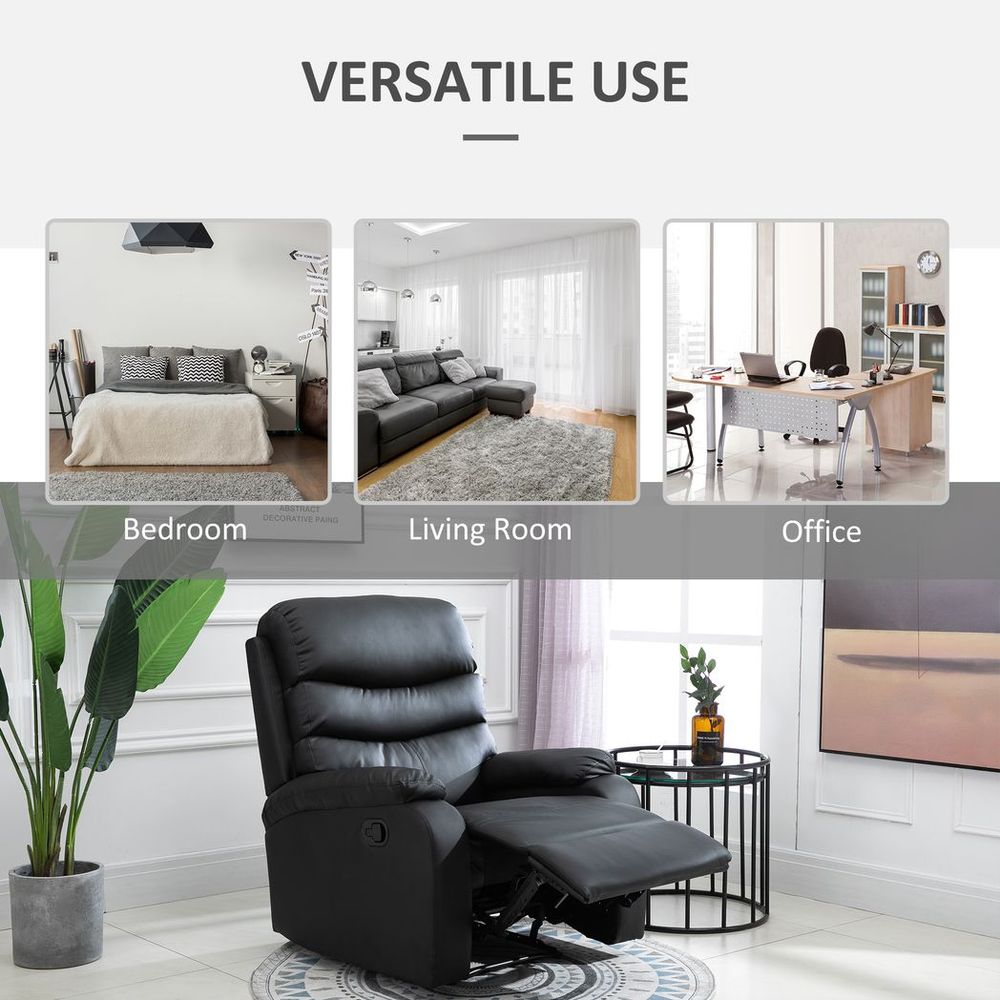 HOMCOM Manual Recliner Chair Armchair for Living Room with Footrest Black