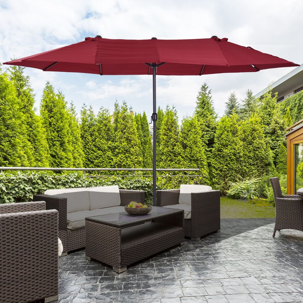 Outsunny 4.6m Double-Sided Patio Parasol Umbrella - UV Resistant, Easy Crank Lift - Perfect for Enjoying the Sun!