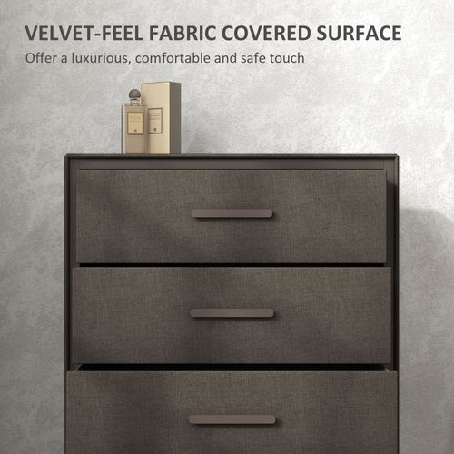 HOMCOM 4 Drawer Chest of Drawers, Fabric Dresser with Steel Frame, Brown
