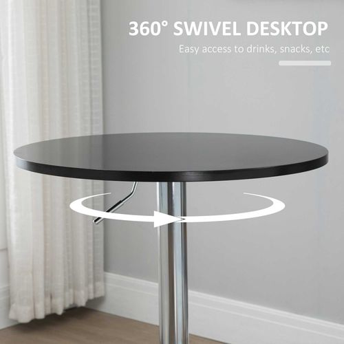 Round Height Adjustable Bar Table Counter Pub Desk Metal Base Black