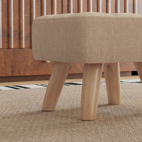 HOMCOM Modern Footstool, Fabric Foot Rest with Rubber Wood Legs