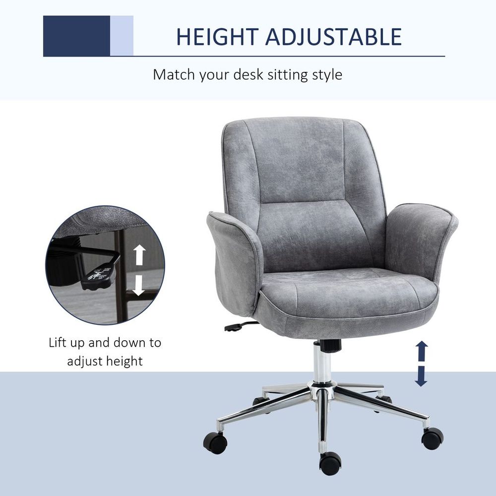 Vinsetto Swivel Office Chair | Home Desk Chair | Mid Back | Light Grey