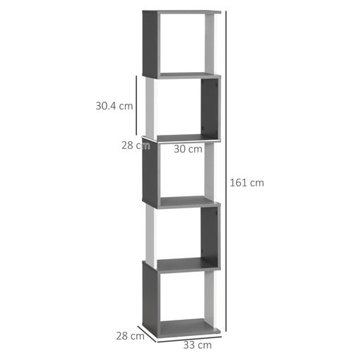 HOMCOM 5-Tier Bookshelf Freestanding Bookcase Storage Shelves