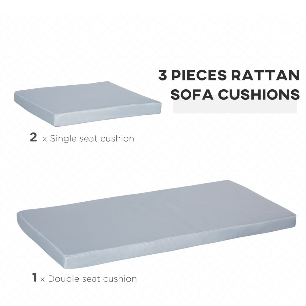 Premium Rattan Seat Cushions- Set of 3, Grey- Enhance Your Outdoor Comfort