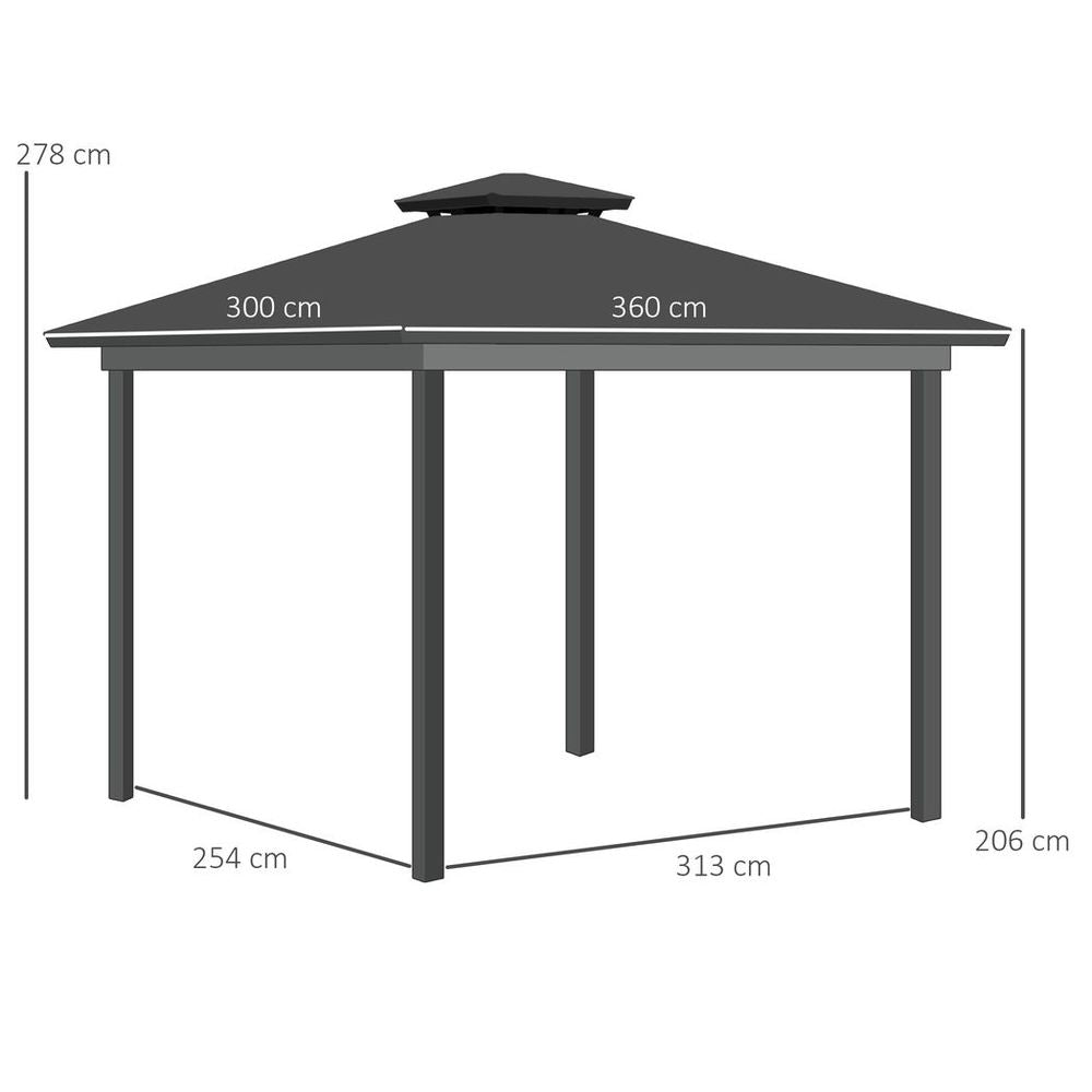 Outsunny 3.6 x 3 (m) Double Roof Gazebo with Nettings & Curtains