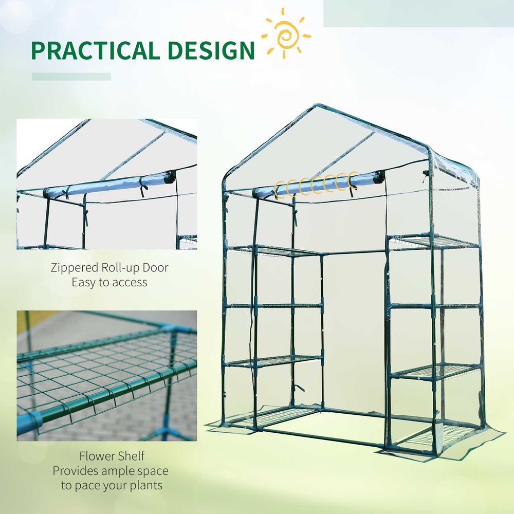 High-Quality 4-Tier Portable Greenhouse: Sturdy Metal Frame, 8 Shelves for Easy Plant Placement, Ideal for All Your Growing Needs