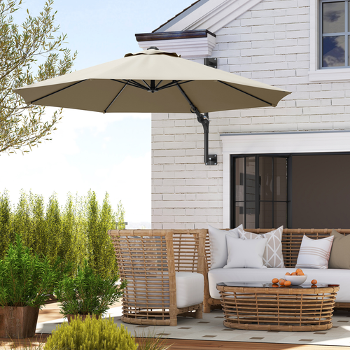 Outsunny Sun Parasol with Vent, Wall Umbrella for Patio, Garden