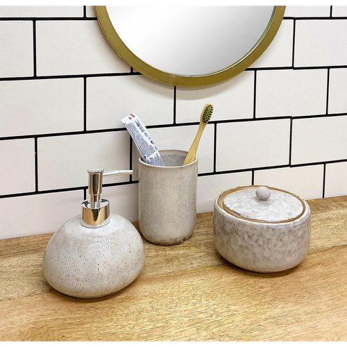 Taupe Ceramic Pot With Lid