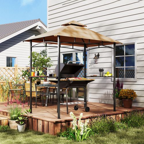 Outsunny Outdoor Double-tier BBQ Gazebo Shelter Grill Canopy Barbecue Tent