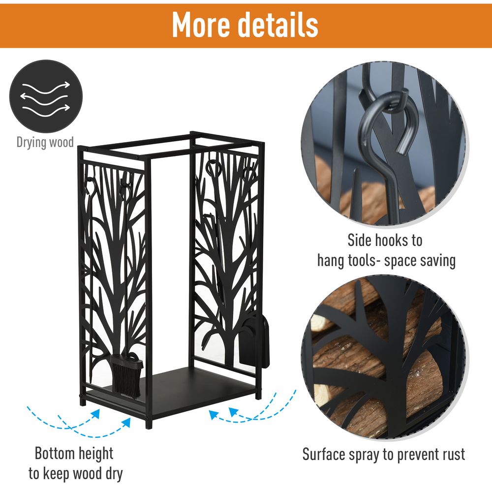 Heavy Duty Firewood Wood Log Rack Fireplace Wood Stacker Storage w/ 4 Tools